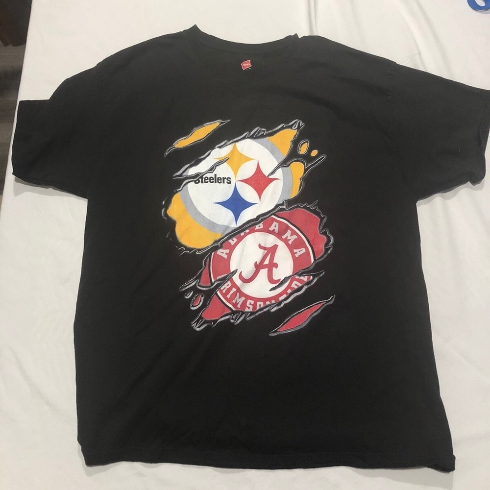Pittsburgh Steelers & Alabama Crimson Tide Collab Men's Shirt Size XL Black